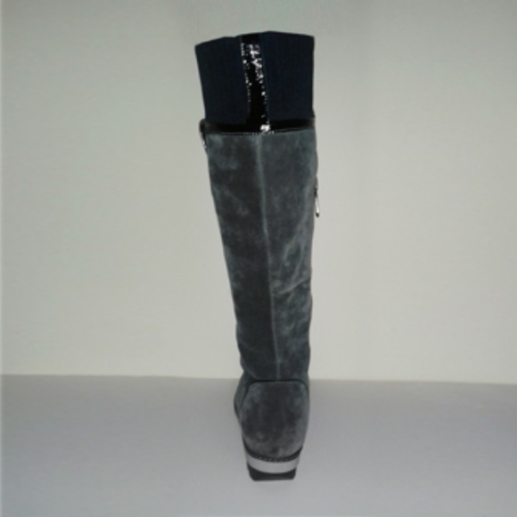 ELTEMPO WOMEN'S SUEDE WINTER  HIGH-KNEE GRAY-GREEN BOOTS SIZE 8 - Picture 6 of 8